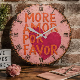 More Amore Por Favor Love Quote ラージ壁時計