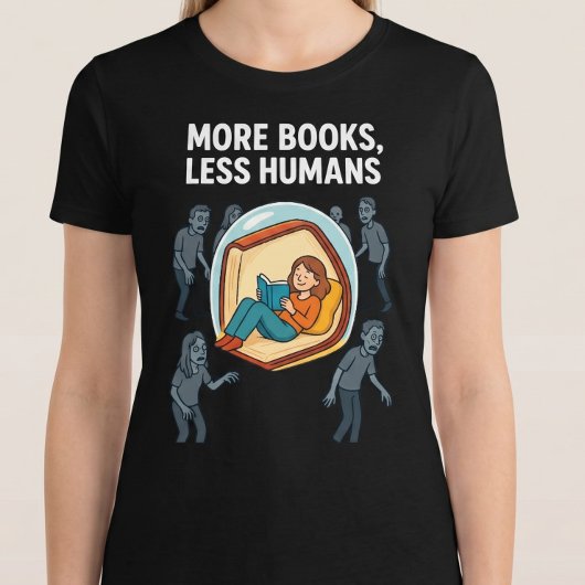 More Books, Less Humans. 読書 Tシャツ