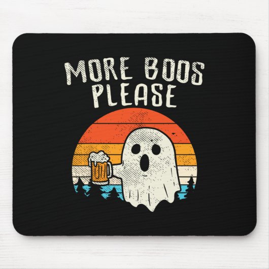 More Boosお願い幽霊ビールレトロハロウィーンDrinki マウスパッド (正面)