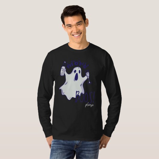 More Boos Please Ghost Beer Drinking  Halloween Gr Tシャツ (正面フル)