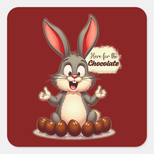 More Chocolate – Funny Easter Bunny - Autocolante スクエアシール (正面)