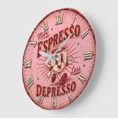 More Espresso Less Depresso ラージ壁時計 (傾斜)