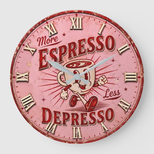 More Espresso Less Depresso ラージ壁時計 (正面)