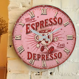 More Espresso Less Depresso ラージ壁時計