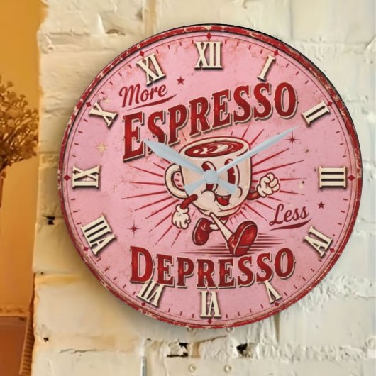 More Espresso Less Depresso ラージ壁時計