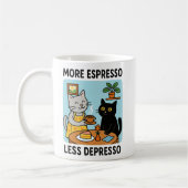 More Espresso Less Depresso Black Cat  コーヒーマグカップ (左)