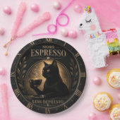 More Espresso Less Depresso Black Cat  ペーパープレート (パーティー)