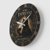 More Espresso Less Depresso Black Cat  ラージ壁時計 (傾斜)