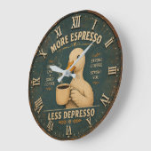 More Espresso Less Depresso Coffee Lover ラージ壁時計 (傾斜)