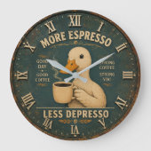 More Espresso Less Depresso Coffee Lover ラージ壁時計 (正面)