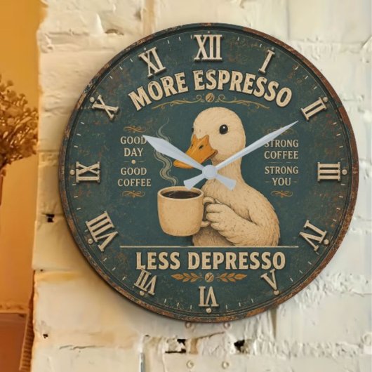More Espresso Less Depresso Coffee Lover ラージ壁時計