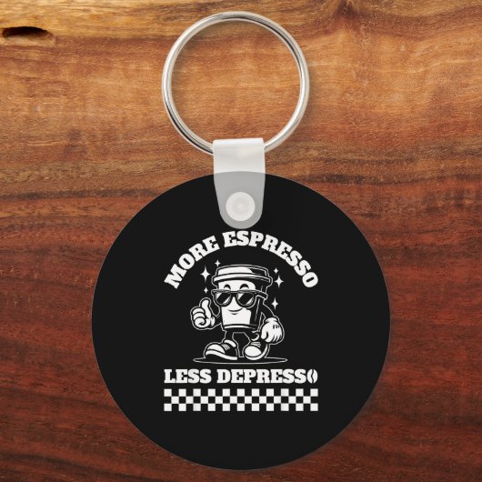 More Espresso Less Depresso Funny Coffee Lover Tee キーホルダー (正面)