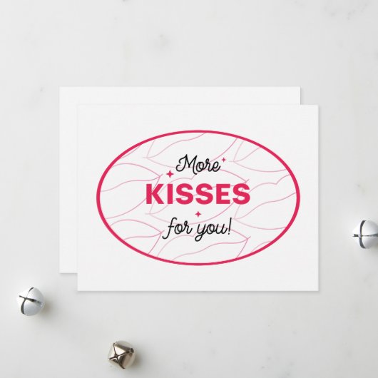 More Kisses For You Red Pink Lips Lettering. シーズンカード (正面/裏面インサイチュ)