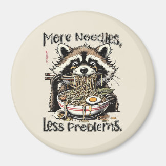 More noodles less problems raccoon eating ramen マグネット
