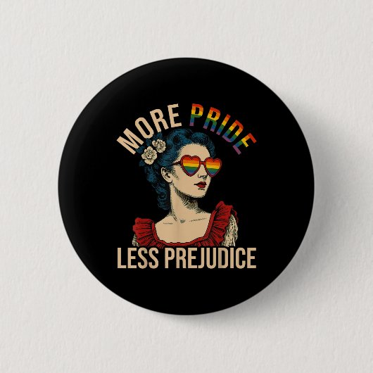 More Pride Less Prejudice Pride Month Gay Lesbian  缶バッジ (正面)