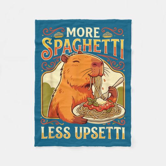 More Spaghetti Less Upsetti Capybara フリースブランケット (正面)