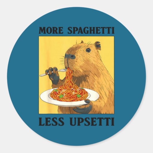 More Spaghetti Less Upsetti Capybara ラウンドシール (正面)