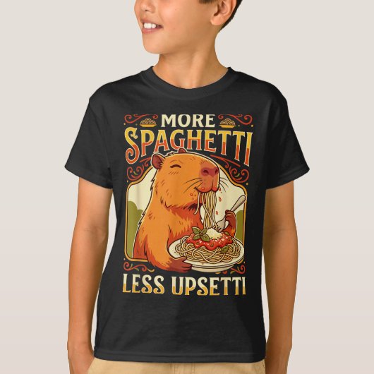 More Spaghetti Less Upsetti Capybara Illustration Tシャツ (正面)