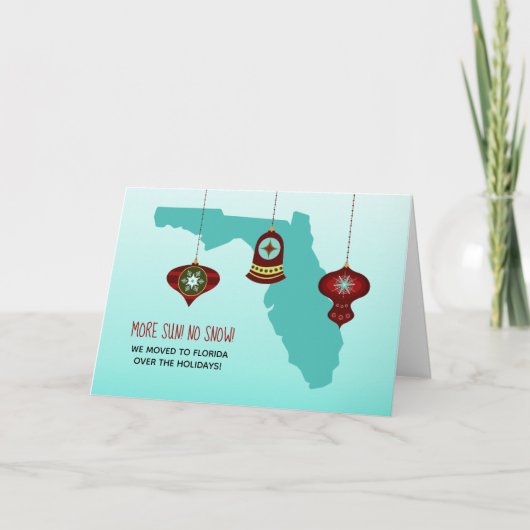 More Sun No Snow Floridaマップクリスマス移動 シーズンカード (正面)