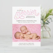 More the メリー Girl Twins Birth Announcements 案内状 (スタンド正面)