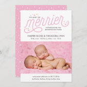 More the メリー Girl Twins Birth Announcements 案内状 (正面/裏面)
