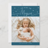 More The Merrier Christmas Teal Photo Birth  案内状 (正面)