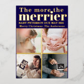 More the Merrier Modern Christmas Pregnancy  箔招待状 (正面)