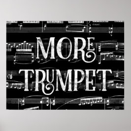 More Trumpet Chalkboard -白黒音楽 ポスター