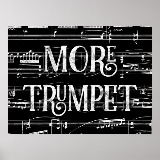 More Trumpet Chalkboard -白黒音楽 ポスター (正面)