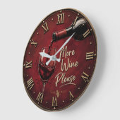 More Wine Please Elegant Burgundy Home Bar Decor ラージ壁時計 (傾斜)