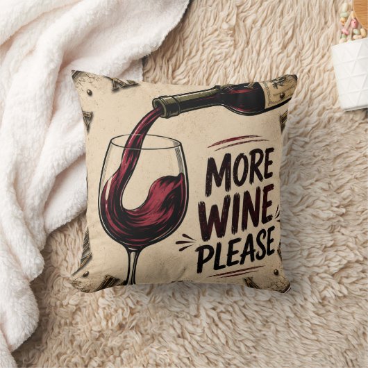More Wine Please Rustic Home Bar クッション (ブランケット)