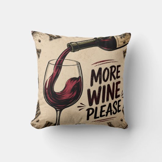 More Wine Please Rustic Home Bar クッション (正面)