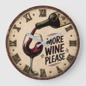 More Wine Please Rustic Home Bar ラージ壁時計 (正面)