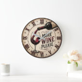 More Wine Please Rustic Vineyard Home Bar ラージ壁時計 (ホーム)