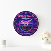 Moreno Valley California Nightscape ラージ壁時計 (ホーム)