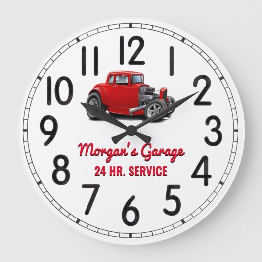 Morganの24時間ヴィンテージガレージ大時計 ラージ壁時計 (正面)