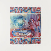 MORGANAエンチャントレスとドラゴン,ピンクブルーファンタジー タペストリー (正面)