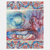 MORGANAエンチャントレスとドラゴン,ピンクブルーファンタジー フリースブランケット (正面)