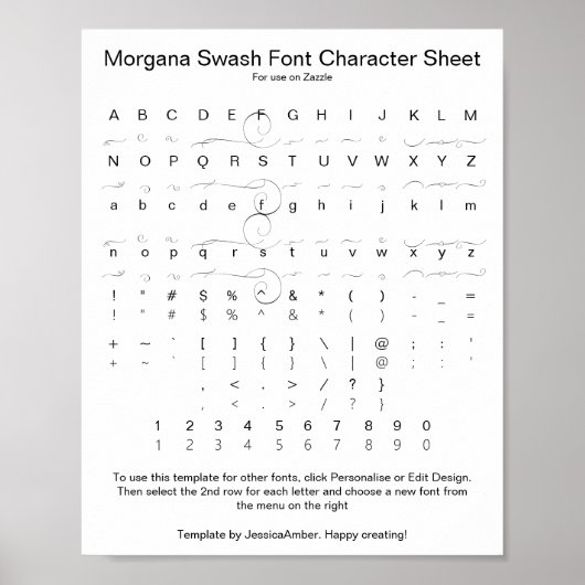 Morgana Swash Font Chararacter Reference ポスター (正面)