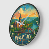 Morgantown West Virginia ラージ壁時計 (傾斜)