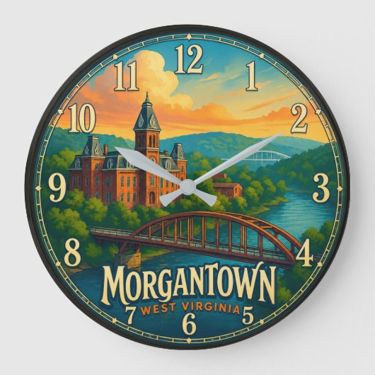 Morgantown West Virginia ラージ壁時計 (正面)