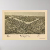 Morgantown, WV Panoramic Map - 1897 ポスター (正面)