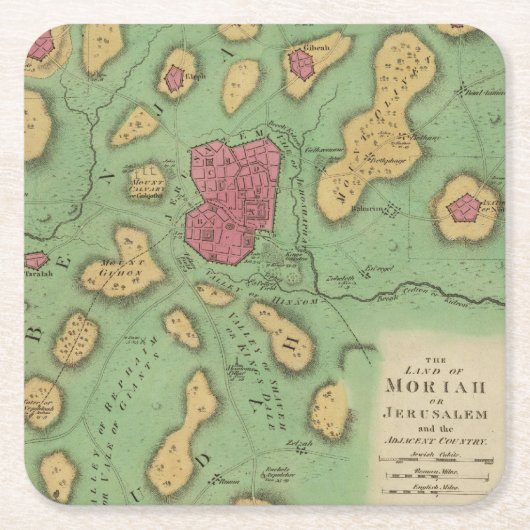 Moriahまたはエルサレムの土地 スクエアペーパーコースター (正面)