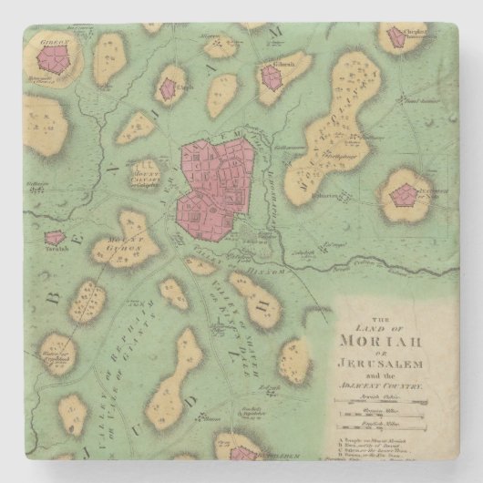Moriahまたはエルサレムの土地 ストーンコースター (正面)