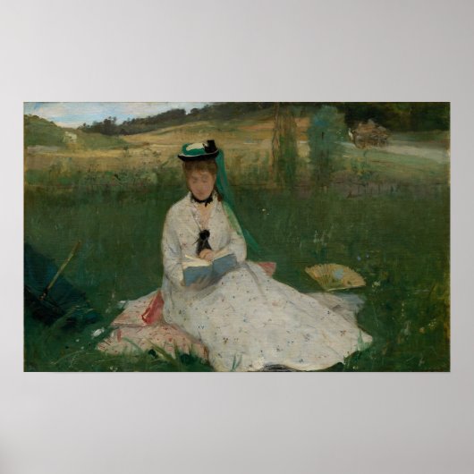 Morisot - 読s With Green Umbrella 1873 ポスター (正面)