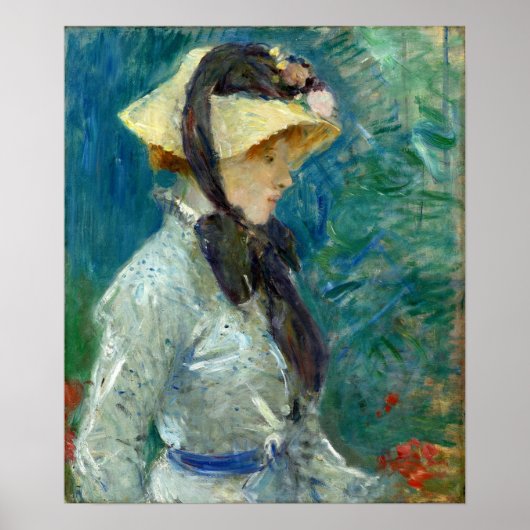 Morisot – 麦藁帽子をかぶった若い女性 ポスター (正面)