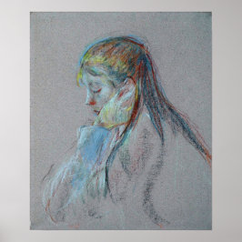 Morisot - Girl With Long Hair 1890 ポスター