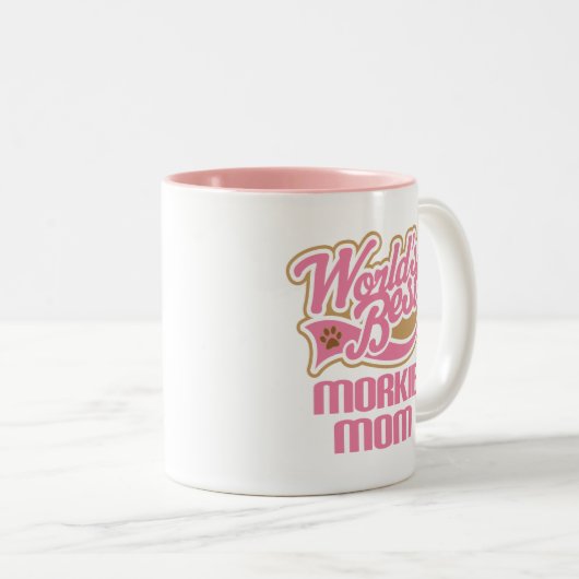 Morkieのお母さん犬の品種ギフト ツートーンマグカップ (正面右)