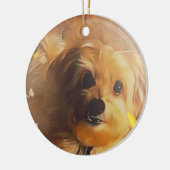 Morkieの小犬の蝶かわいく黄色いオーナメント セラミックオーナメント (左)