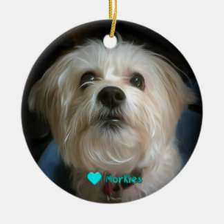 Morkieの小犬愛かわいいクリスマスのオーナメント セラミックオーナメント